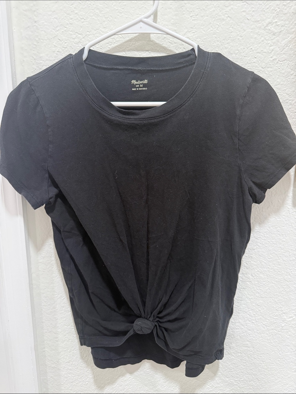 Madewell Black Front-Knot Short Sleeve Tee